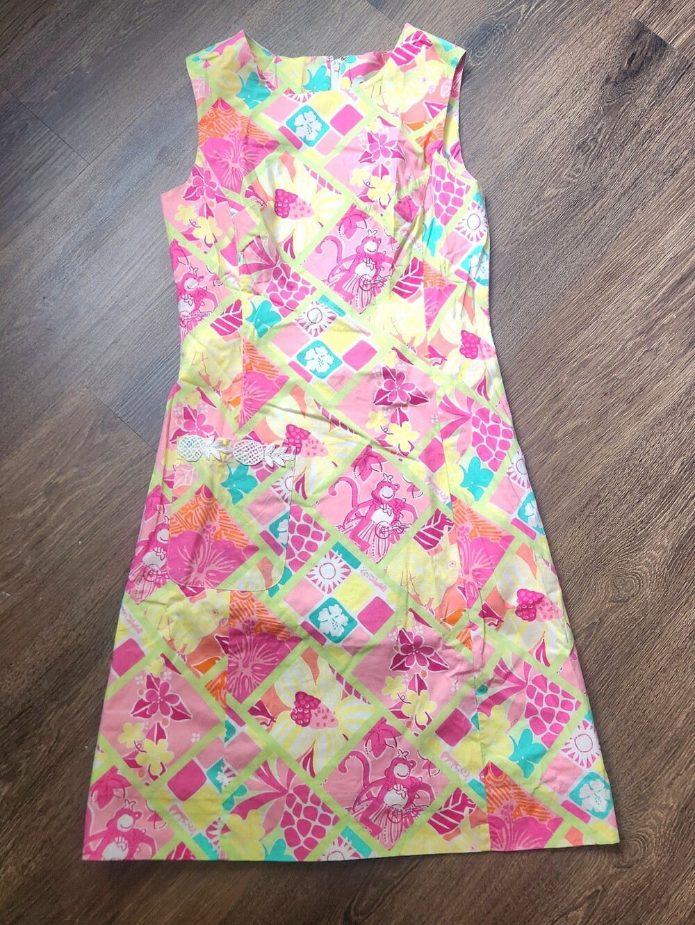 EUC Vintage Lilly Pulitzer Rock A Hula Monkey Sheath Dress, Size 6